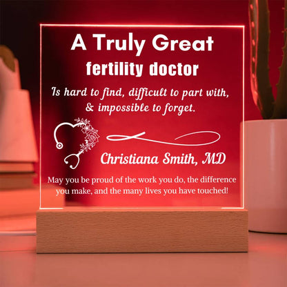 Personalized Fertility Doctor Gift – Cordless LED Acrylic Sign – view 8