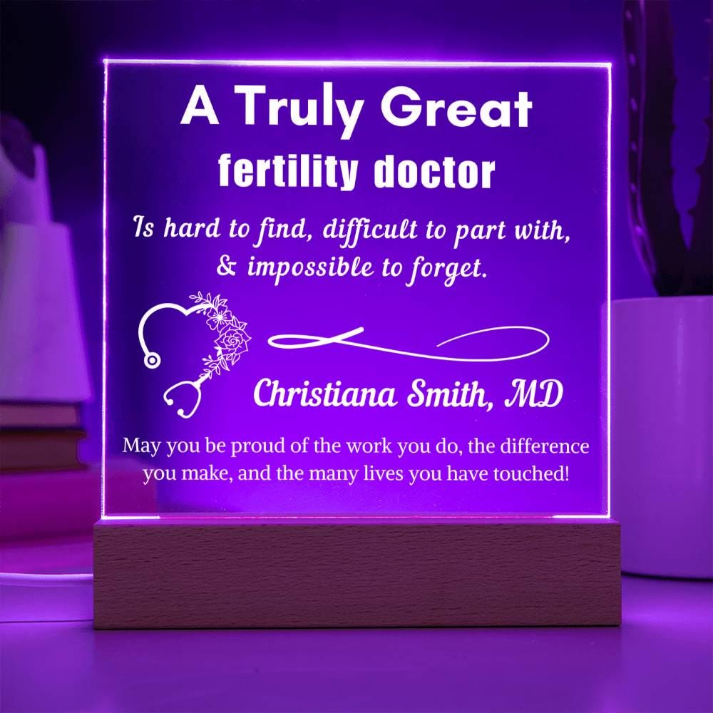 Personalized Fertility Doctor Gift – Cordless LED Acrylic Sign – view 3