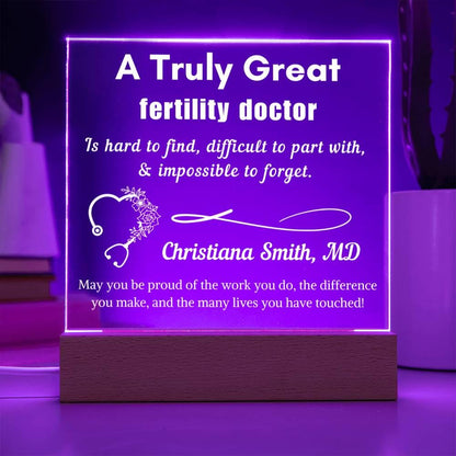 Personalized Fertility Doctor Gift – Cordless LED Acrylic Sign – view 3