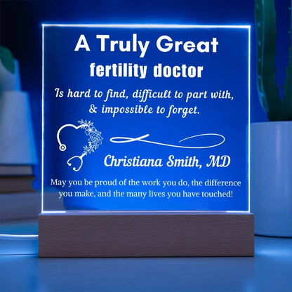 Personalized Fertility Doctor Gift – Cordless LED Acrylic Sign – view 4
