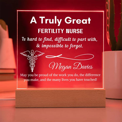 Personalized Fertility Nurse Gift – Cordless LED Acrylic Sign – view 9