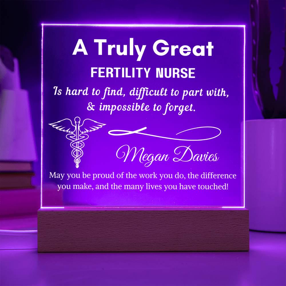 Personalized Fertility Nurse Gift – Cordless LED Acrylic Sign – view 4