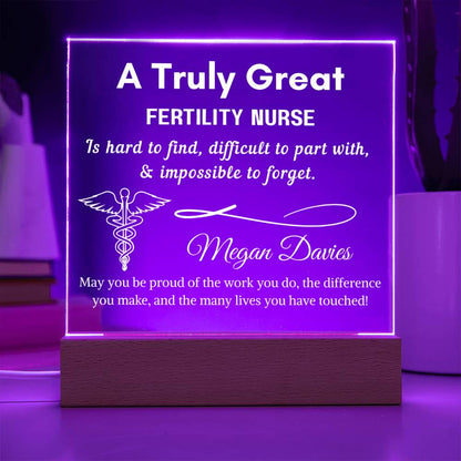 Personalized Fertility Nurse Gift – Cordless LED Acrylic Sign – view 4