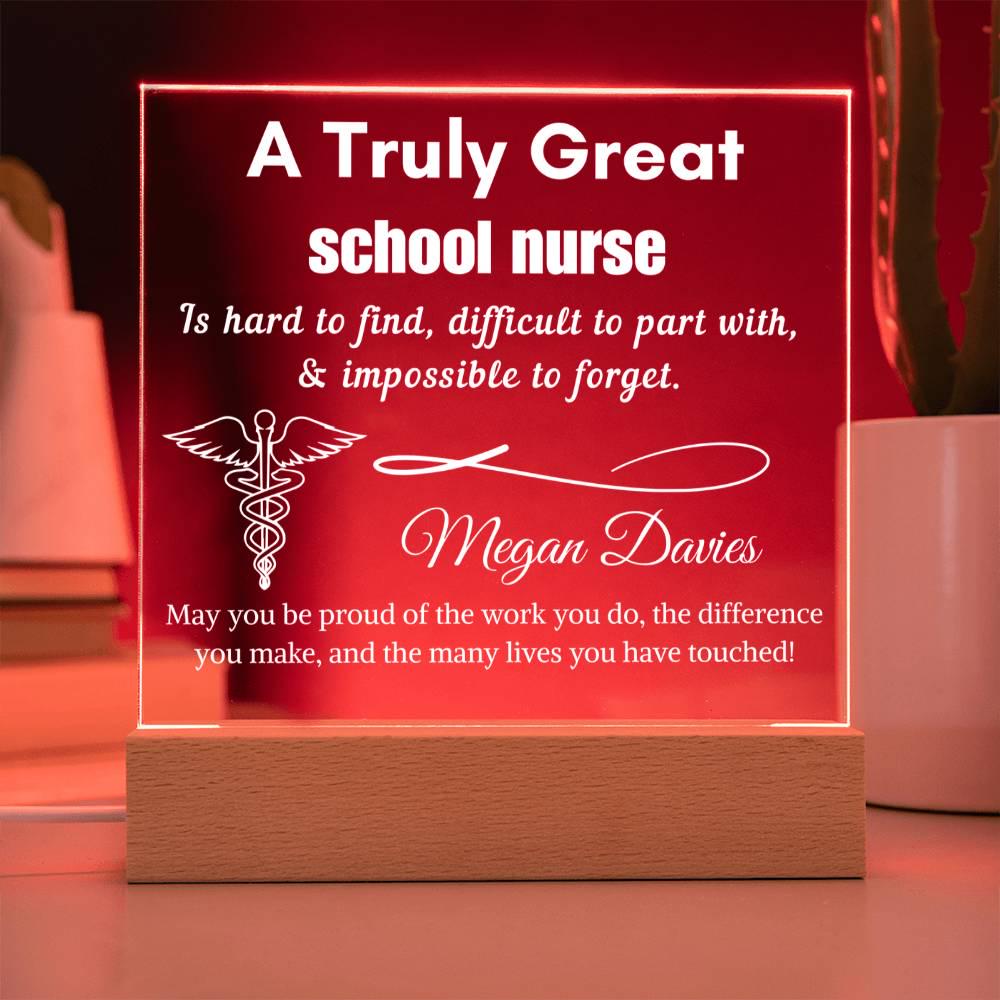 Personalized School Nurse Gift Cordless LED Acrylic Sign – Elementary – view 8