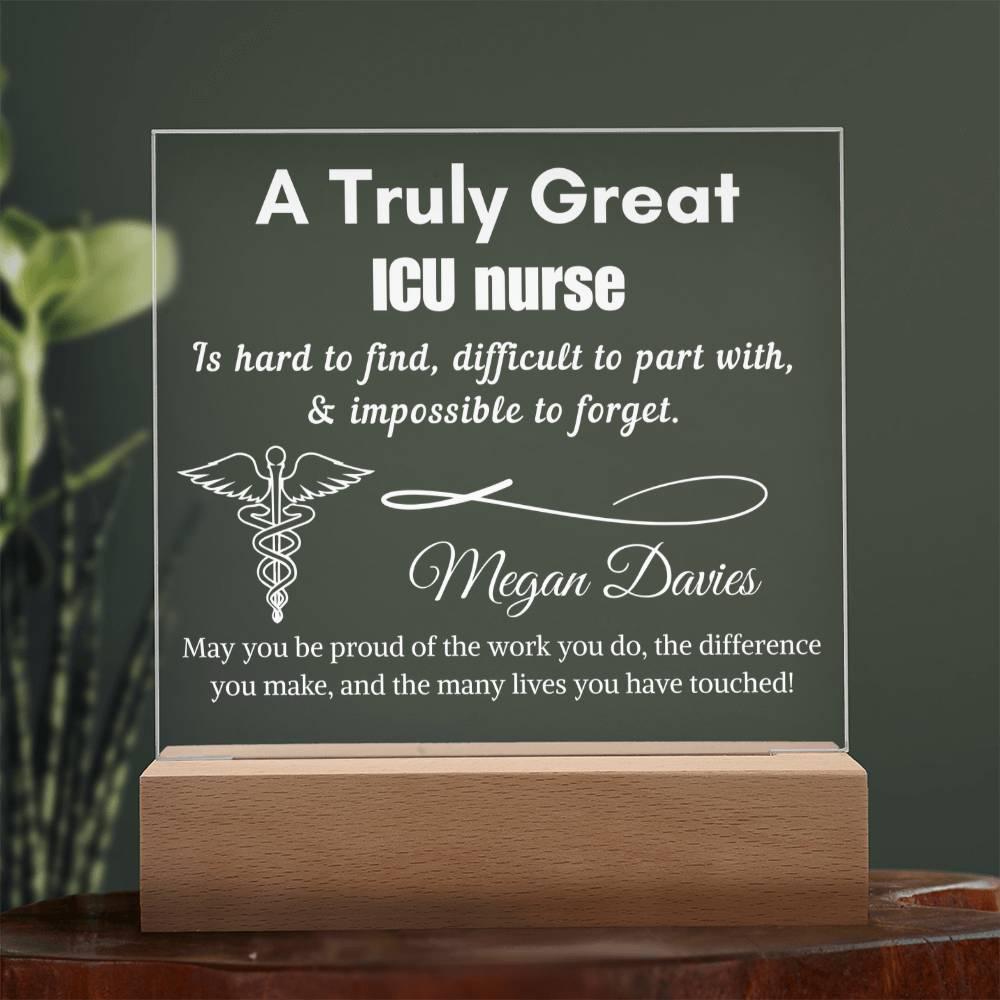 Personalized ICU Nurse Gift Cordless LED Acrylic Sign – Emergency Icu – view 8