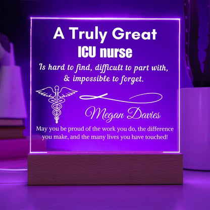 Personalized ICU Nurse Gift Cordless LED Acrylic Sign – Emergency Icu – view 7