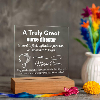 Personalized Nurse Director Gift Cordless LED Acrylic Sign– Director – view 10