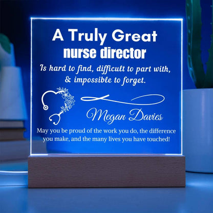 Personalized Nurse Director Gift Cordless LED Acrylic Sign– Director – view 3