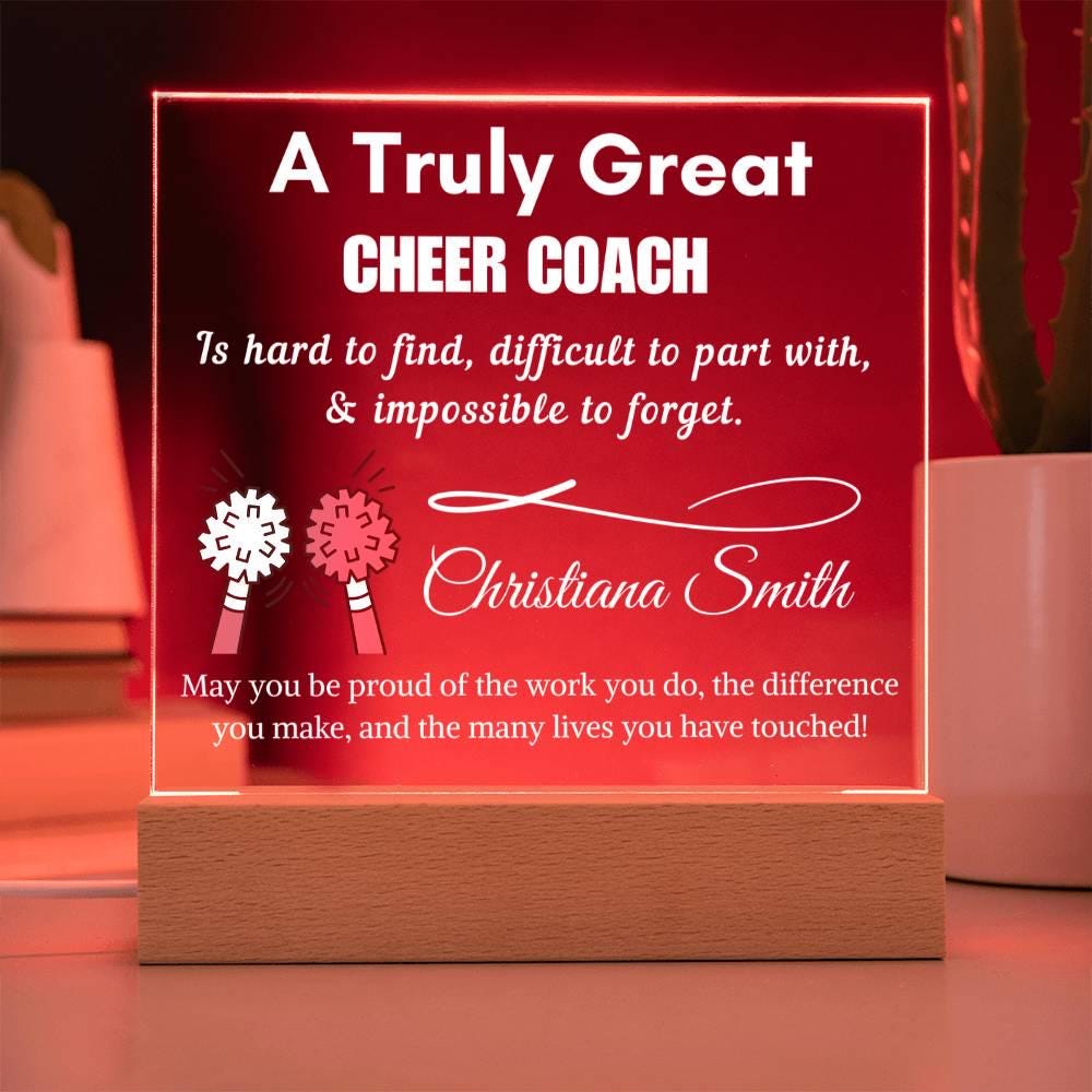 Personalized Cheer Coach Acrylic LED Sign: Thank You Gift – view 3