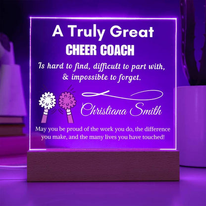 Personalized Cheer Coach Acrylic LED Sign: Thank You Gift – view 2