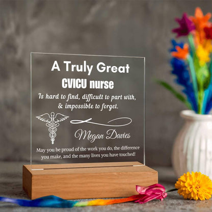 Personalized CVICU Nurse Gift Cordless LED Acrylic Sign – view 9