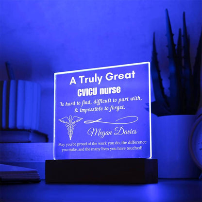 Personalized CVICU Nurse Gift Cordless LED Acrylic Sign – view 7