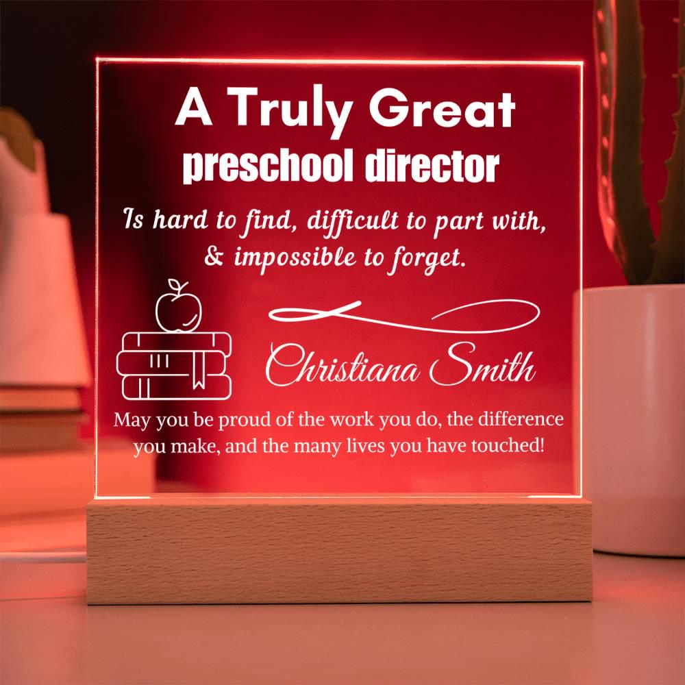 Personalized Preschool Director Gift Cordless LED Acrylic Sign – view 9