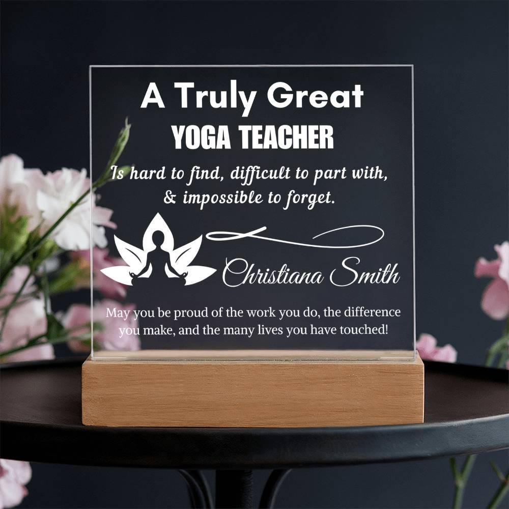 Personalized Yoga Teacher Gift Cordless LED Acrylic Sign – Yoga – view 10