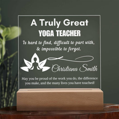 Personalized Yoga Teacher Gift Cordless LED Acrylic Sign – Yoga – view 8