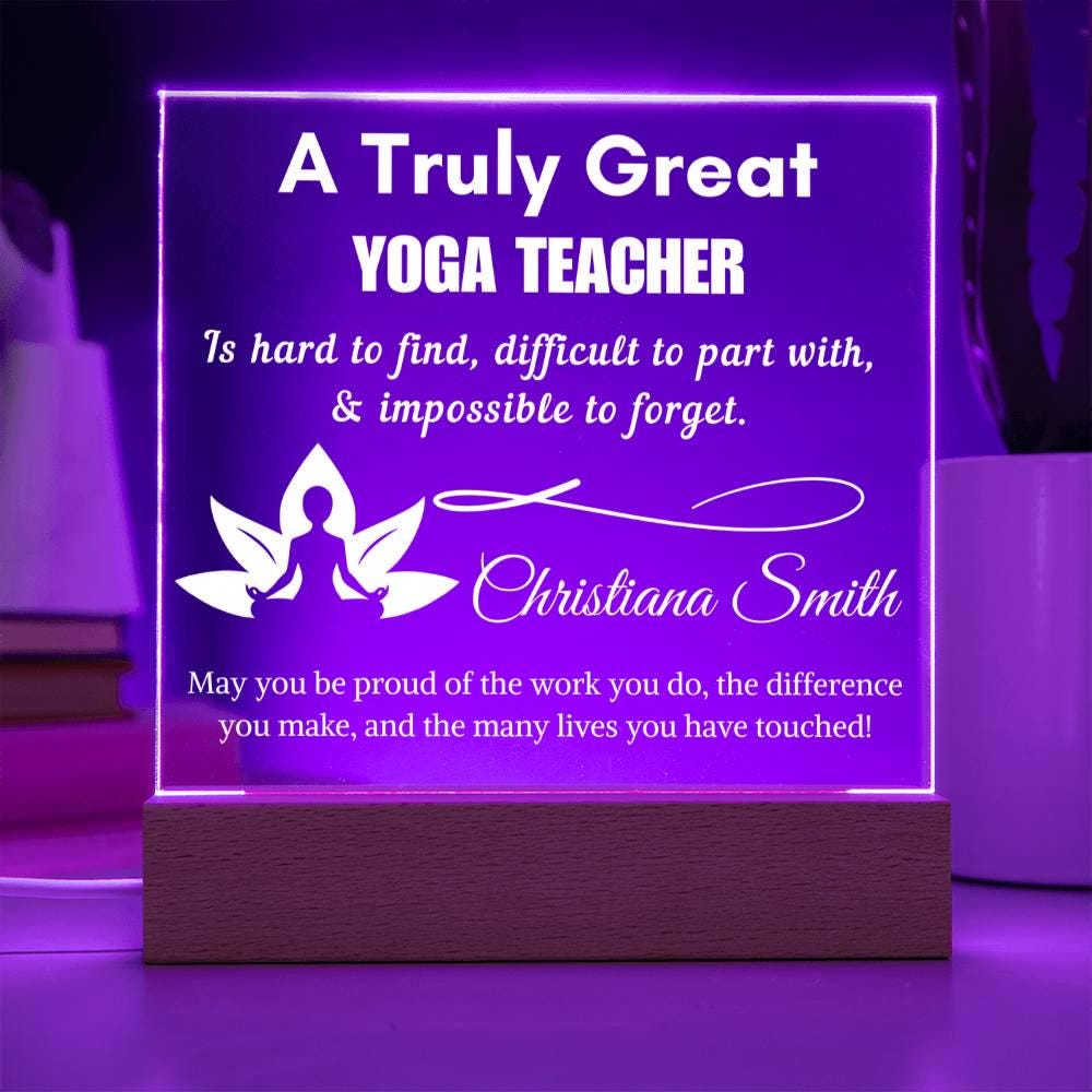 Personalized Yoga Teacher Gift Cordless LED Acrylic Sign – Yoga – view 2