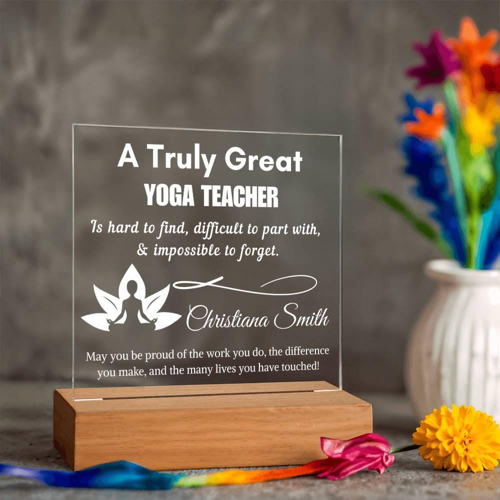 Personalized Yoga Teacher Gift Cordless LED Acrylic Sign – Yoga – view 4