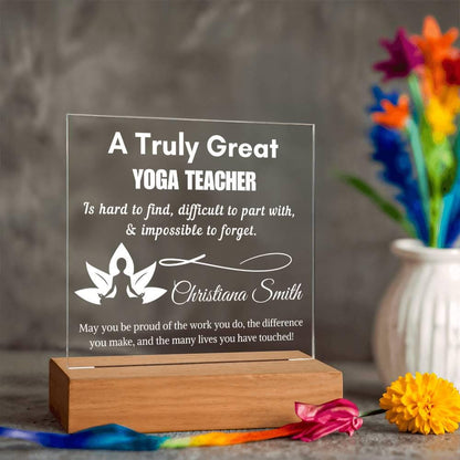 Personalized Yoga Teacher Gift Cordless LED Acrylic Sign – Yoga – view 4