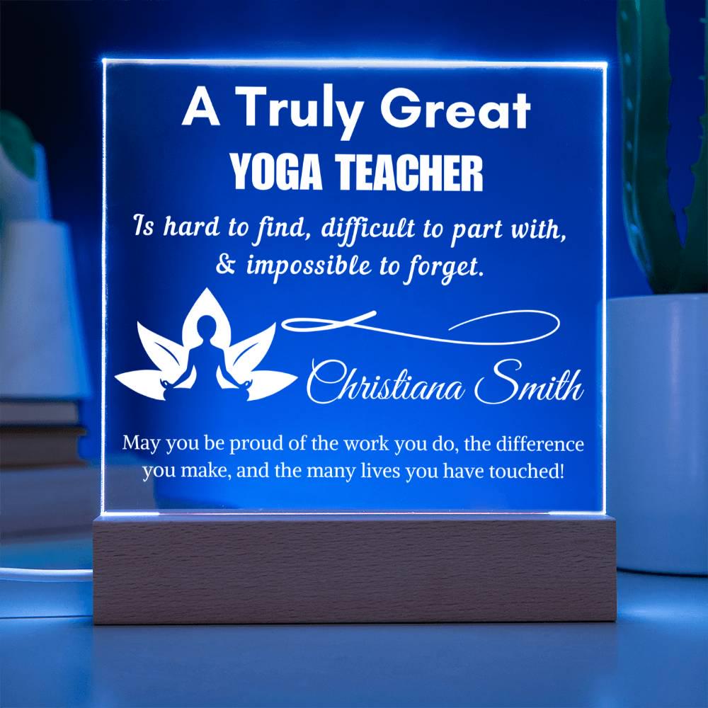 Personalized Yoga Teacher Gift Cordless LED Acrylic Sign – Yoga – view 5