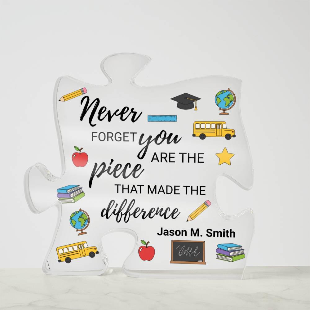 Teacher Retirement Gift Personalized Puzzle Acrylic Plaque – view 3