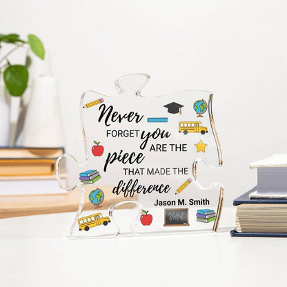 Teacher Retirement Gift Personalized Puzzle Acrylic Plaque – view 2
