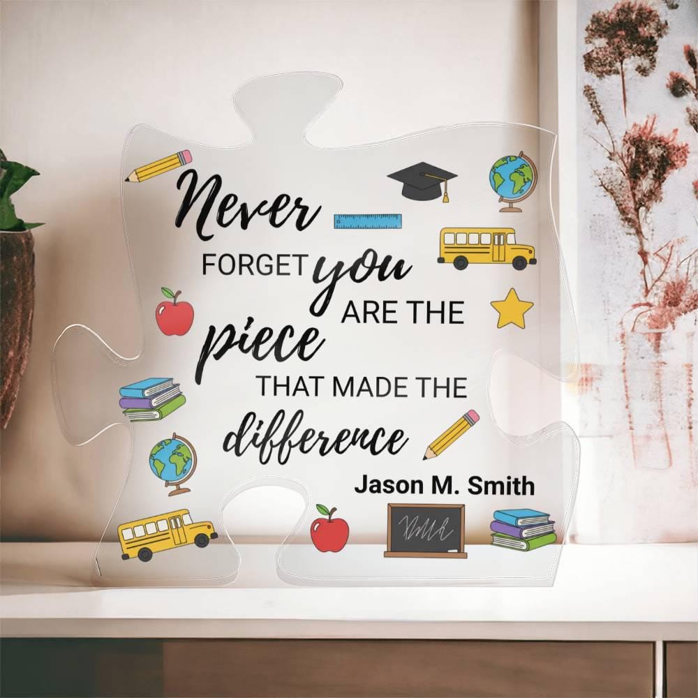 Teacher Retirement Gift Personalized Puzzle Acrylic Plaque