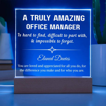 Personalized Office Manager Gift Acrylic Sign – Corporate Gifts – view 4