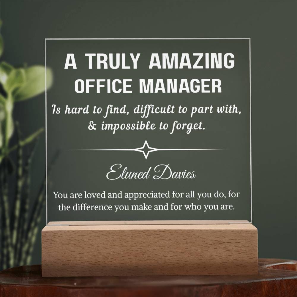 Personalized Office Manager Gift Acrylic Sign – Corporate Gifts – view 2