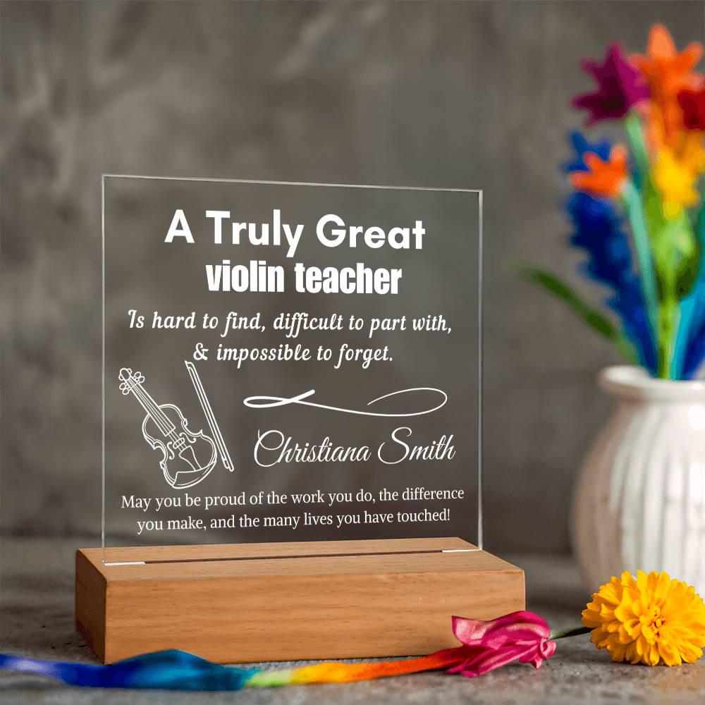 Personalized Violin Teacher Gift LED Acrylic Sign– Music Teacher – view 10