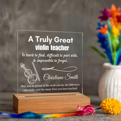 Personalized Violin Teacher Gift LED Acrylic Sign– Music Teacher – view 10