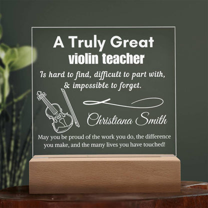 Personalized Violin Teacher Gift LED Acrylic Sign– Music Teacher – view 9
