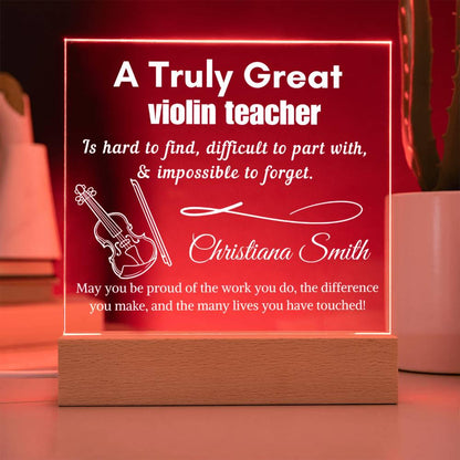 Personalized Violin Teacher Gift LED Acrylic Sign– Music Teacher – view 5
