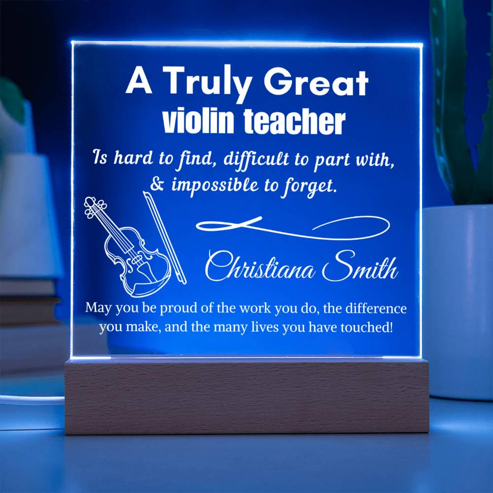 Personalized Violin Teacher Gift LED Acrylic Sign– Music Teacher – view 3