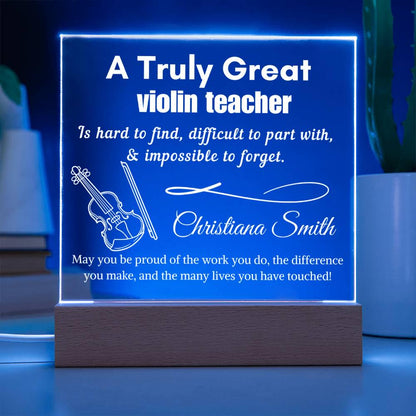Personalized Violin Teacher Gift LED Acrylic Sign– Music Teacher – view 3