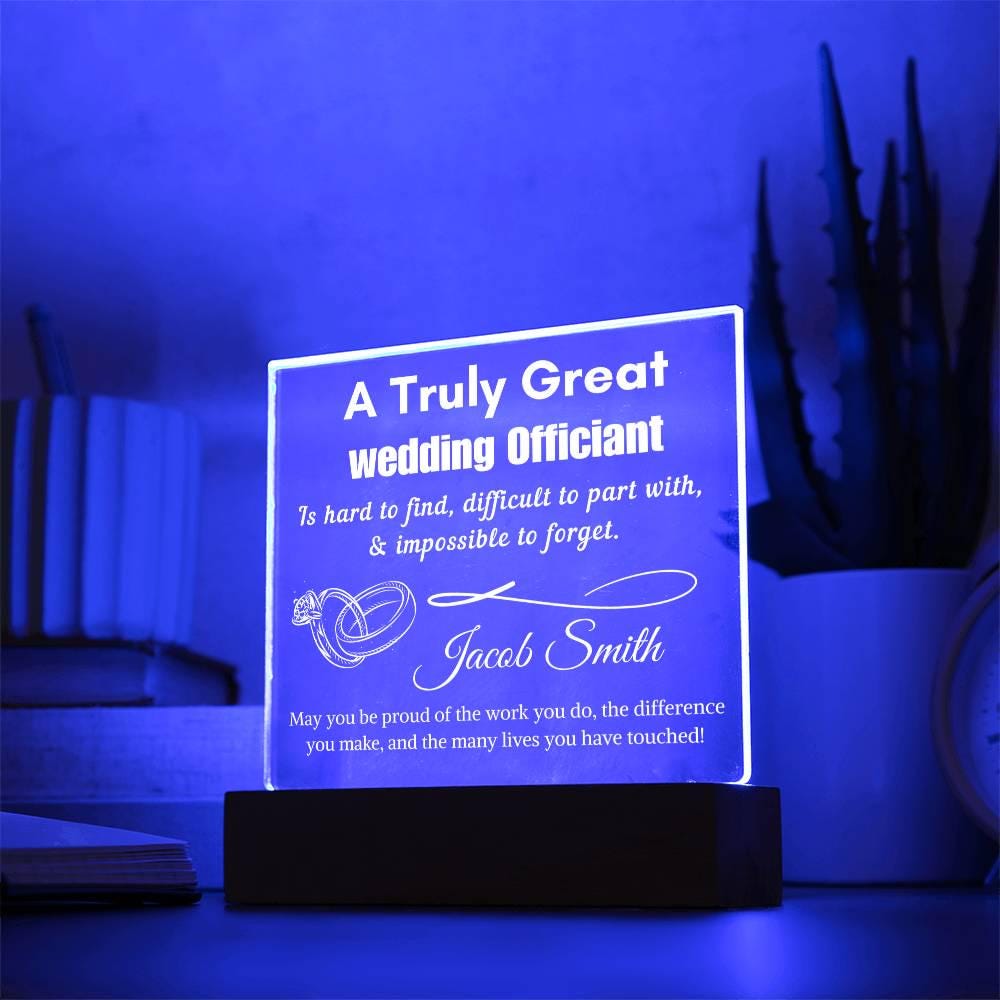 Personalized Wedding Officiant Gift Acrylic LED Sign – Custom Weeding – view 3
