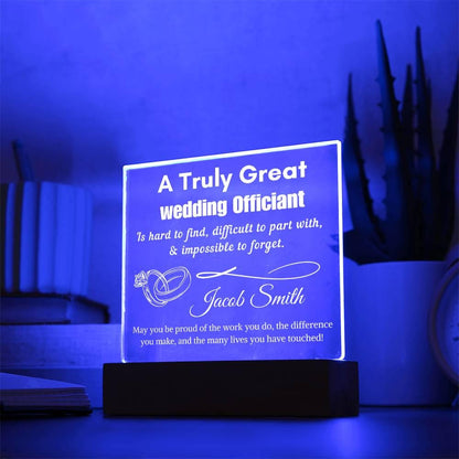 Personalized Wedding Officiant Gift Acrylic LED Sign – Custom Weeding – view 3