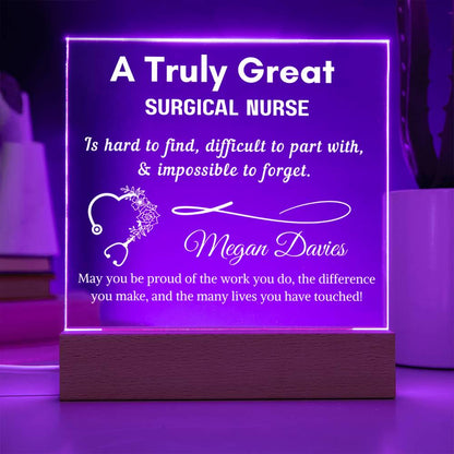 Personalized Surgical Nurse Gift Acrylic LED Sign – Surgical Tech Gift – view 2