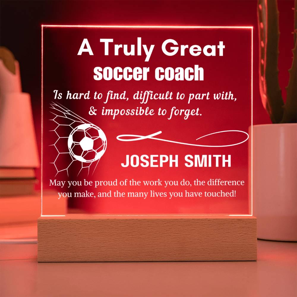 Personalized Soccer Coach Gift Acrylic LED Sign – Gift from Team – view 4