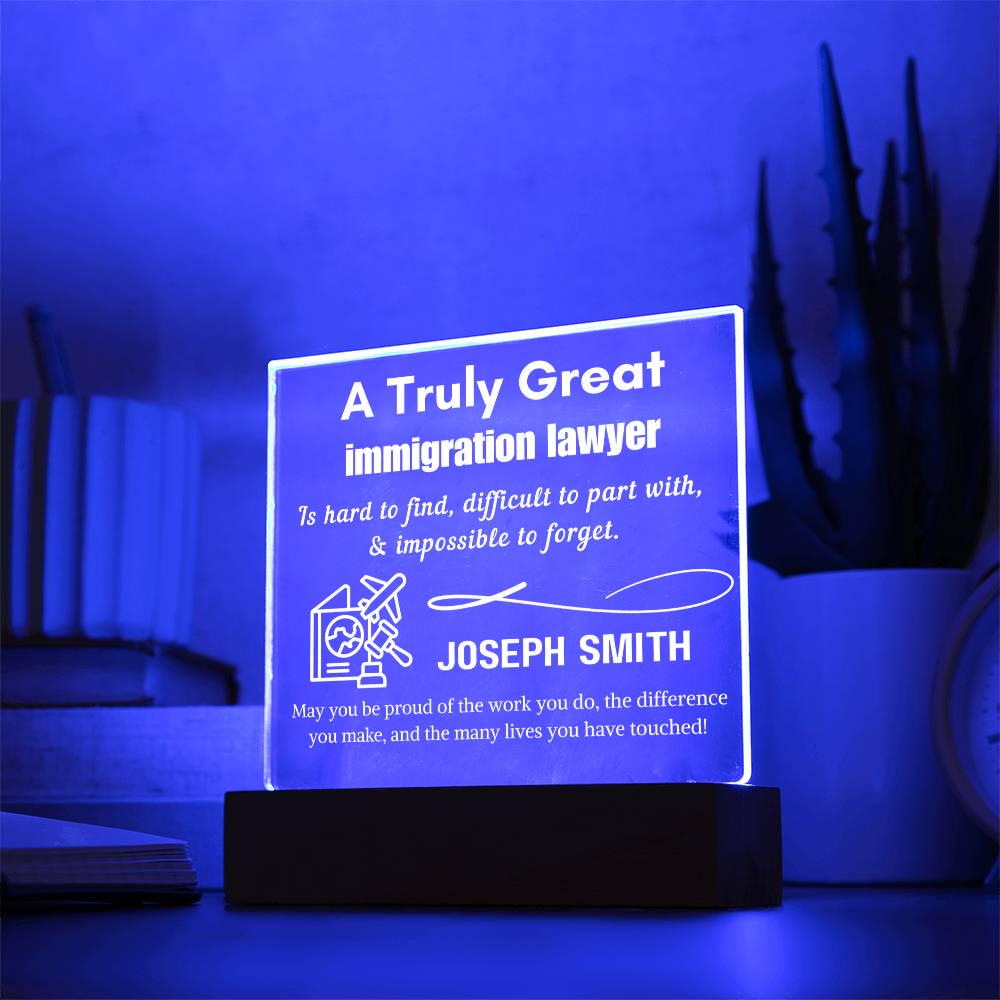 Personalized Immigration Lawyer Gift Acrylic LED Sign – Custom Gift – view 3