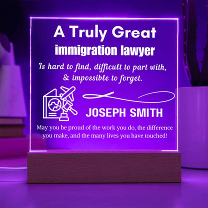Personalized Immigration Lawyer Gift Acrylic LED Sign – Custom Gift – view 4