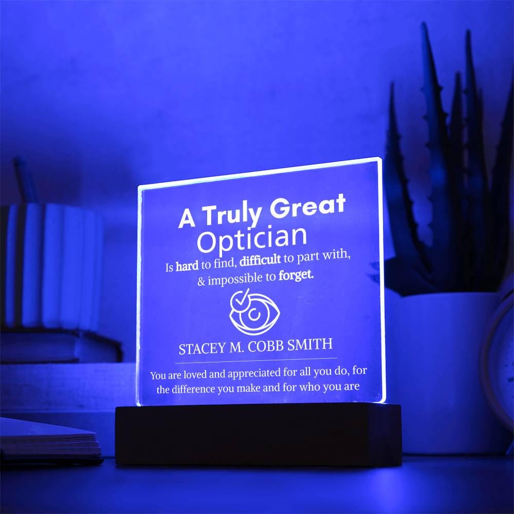 Personalized Optician Gift: Acrylic LED Eye Doctor Sign – view 2