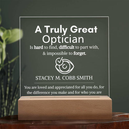Personalized Optician Gift: Acrylic LED Eye Doctor Sign – view 3