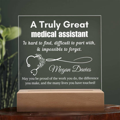 Personalized Medical Assistant Gift Cordless LED Acrylic Sign – CMA