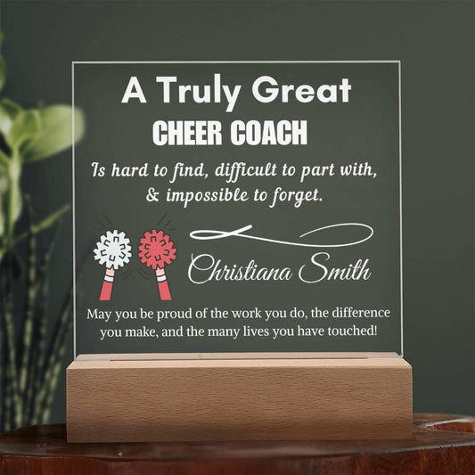 Personalized Cheer Coach Acrylic LED Sign: Thank You Gift