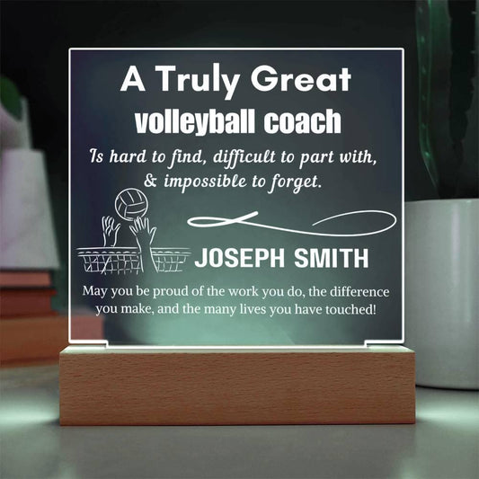Personalized Volleyball Coach Gift Cordless LED Acrylic Sign – Gift