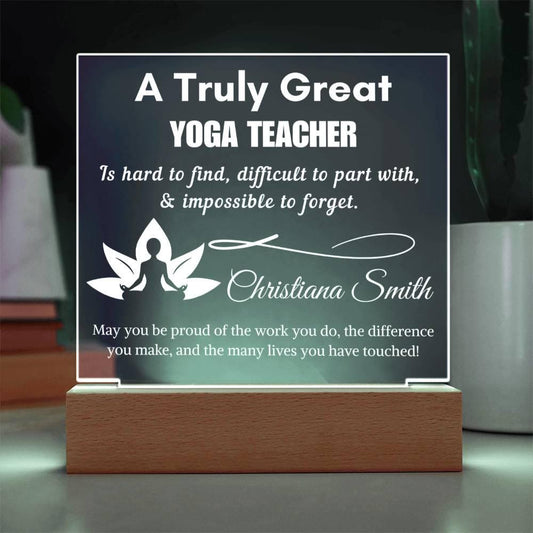 Personalized Yoga Teacher Gift Cordless LED Acrylic Sign – Yoga