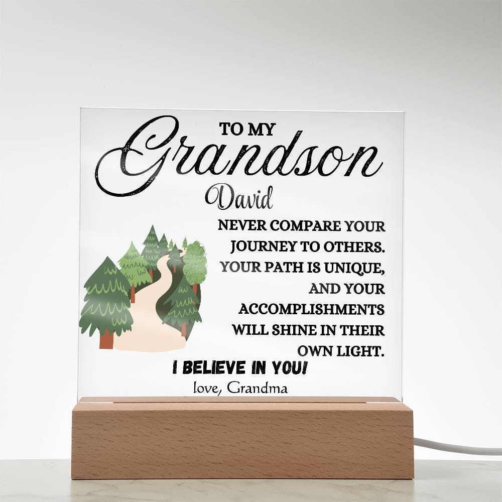 To My Grandson Personalized Name LED Acrylic Plaque – Birthday gift