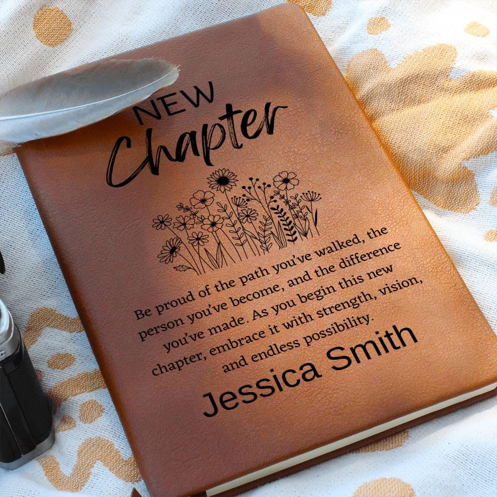 New Chapter Personalized Leather Journal – Farewell Gift for Co Worker