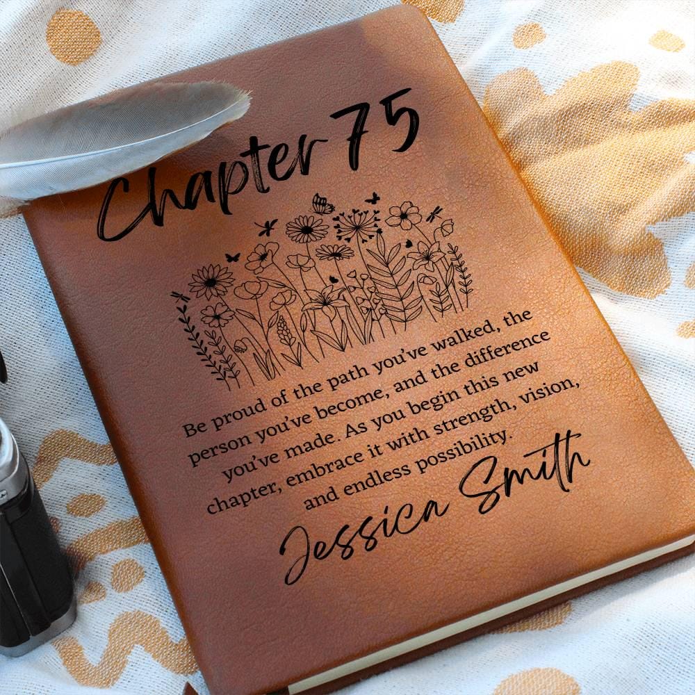 Personalized 75th Birthday Gift Leather journal – Turning 75 Gift – view 7