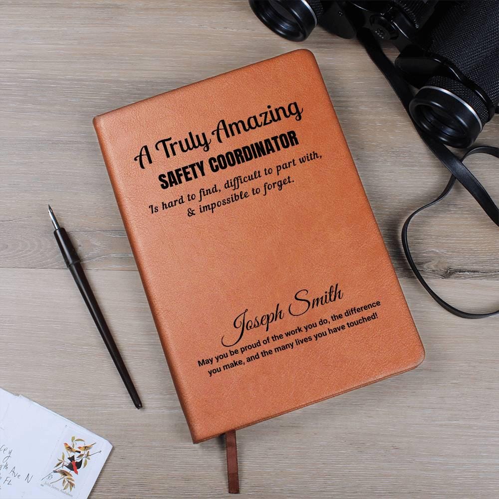 Personalized Vegan Leather Journal – Safety Coordinator Gift – view 7